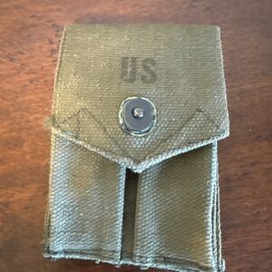 U.S MILITARY 45 Magazine Pouch Vintage Canvas Pistol Ammo Belt Case